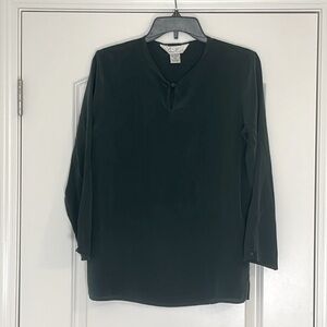 Anne Carson 100% Silk Green Long Sleeve Shirt Size M